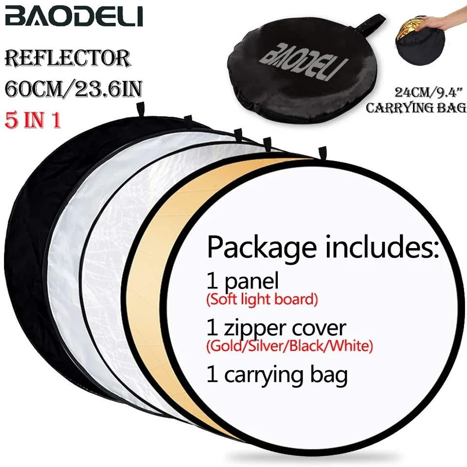 24-Inch 5-in-1 Collapsible Photography Light Reflector