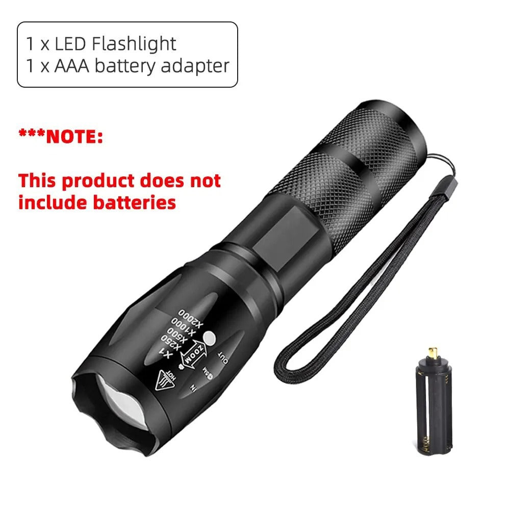 Zoomable High-Power LED Camping Torch – Waterproof Flashlight