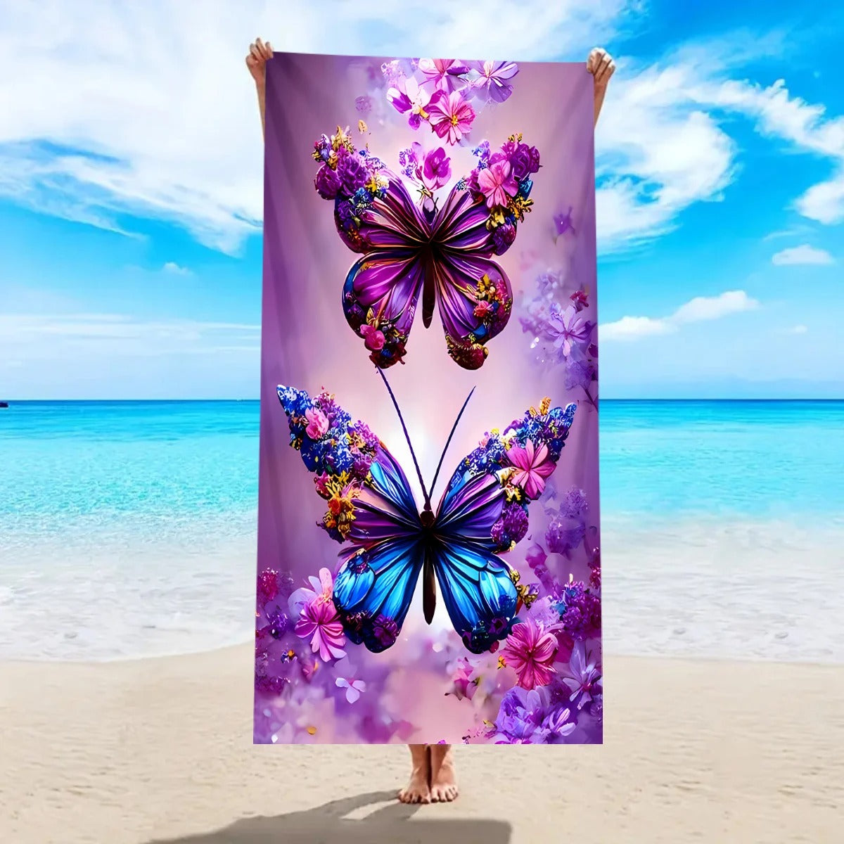 Ultra Fine Fiber Butterfly Flower Printed Beach Towel
