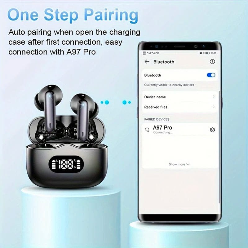 SoundAura Pro Noise Cancelling Bluetooth Earbuds | True Wireless Headphones with LED Case