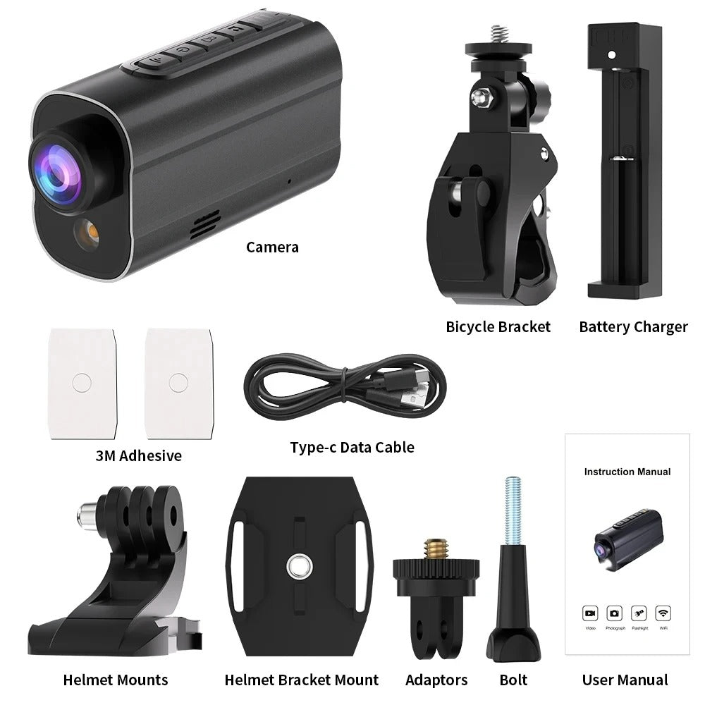 5K Helmet Action Camera with WiFi, LED Light & Anti-Shake