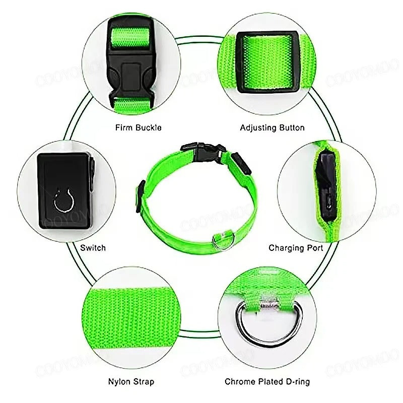 LED Rechargeable Pet Collar – Glow Safety Collar for Dogs & Cats
