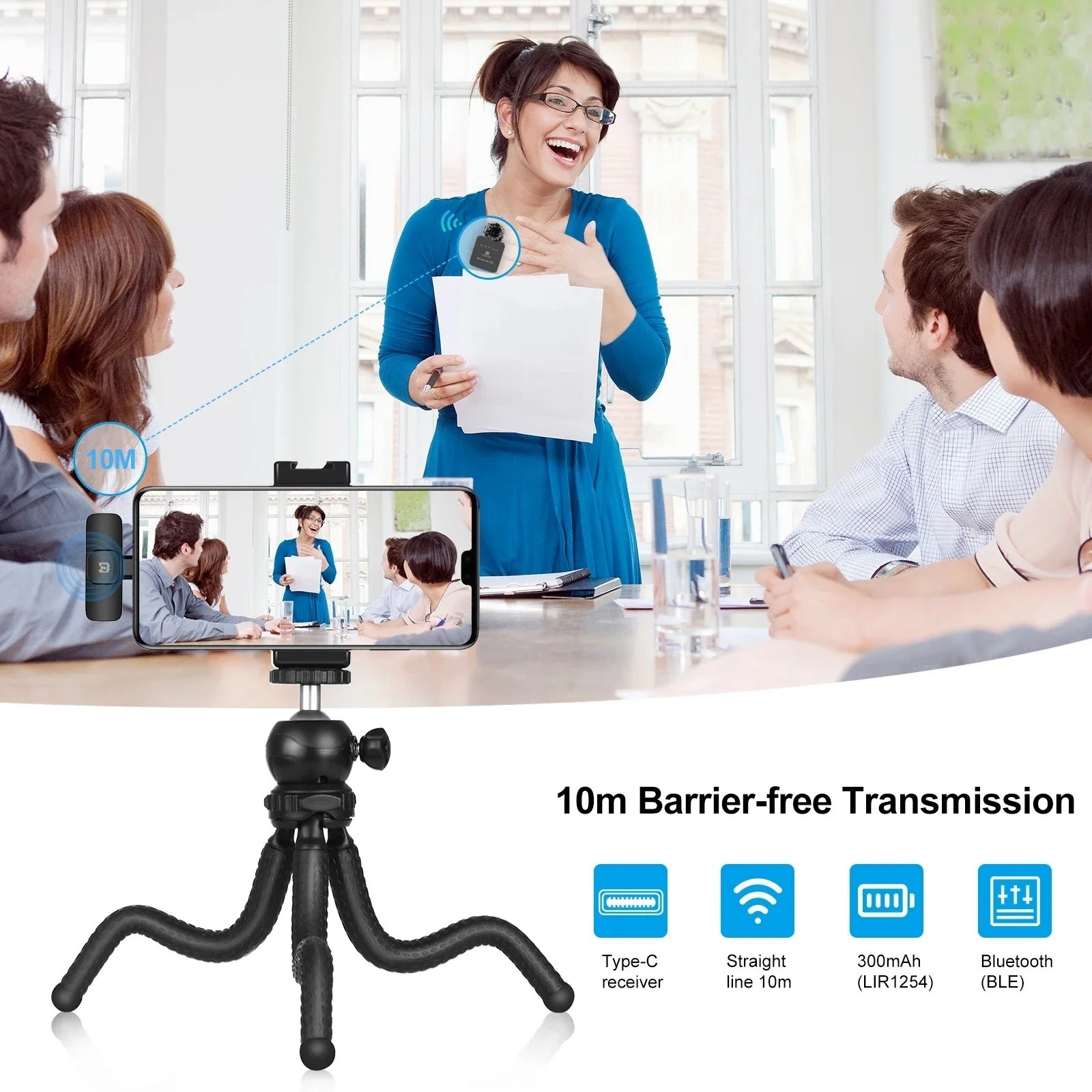 Wireless Lavalier Microphone with Noise Reduction for Smartphones