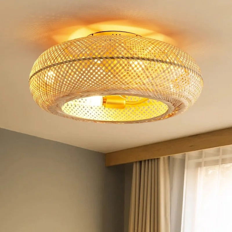 Bamboo Ceiling Fan with Lights