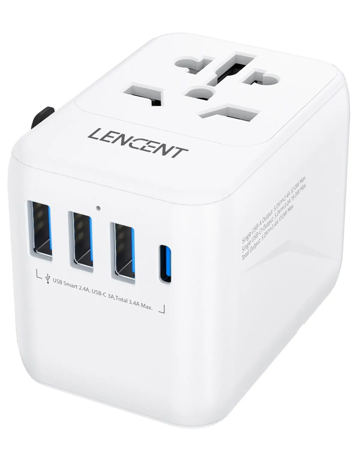 Universal Travel Adapter with USB and Type-C Charging