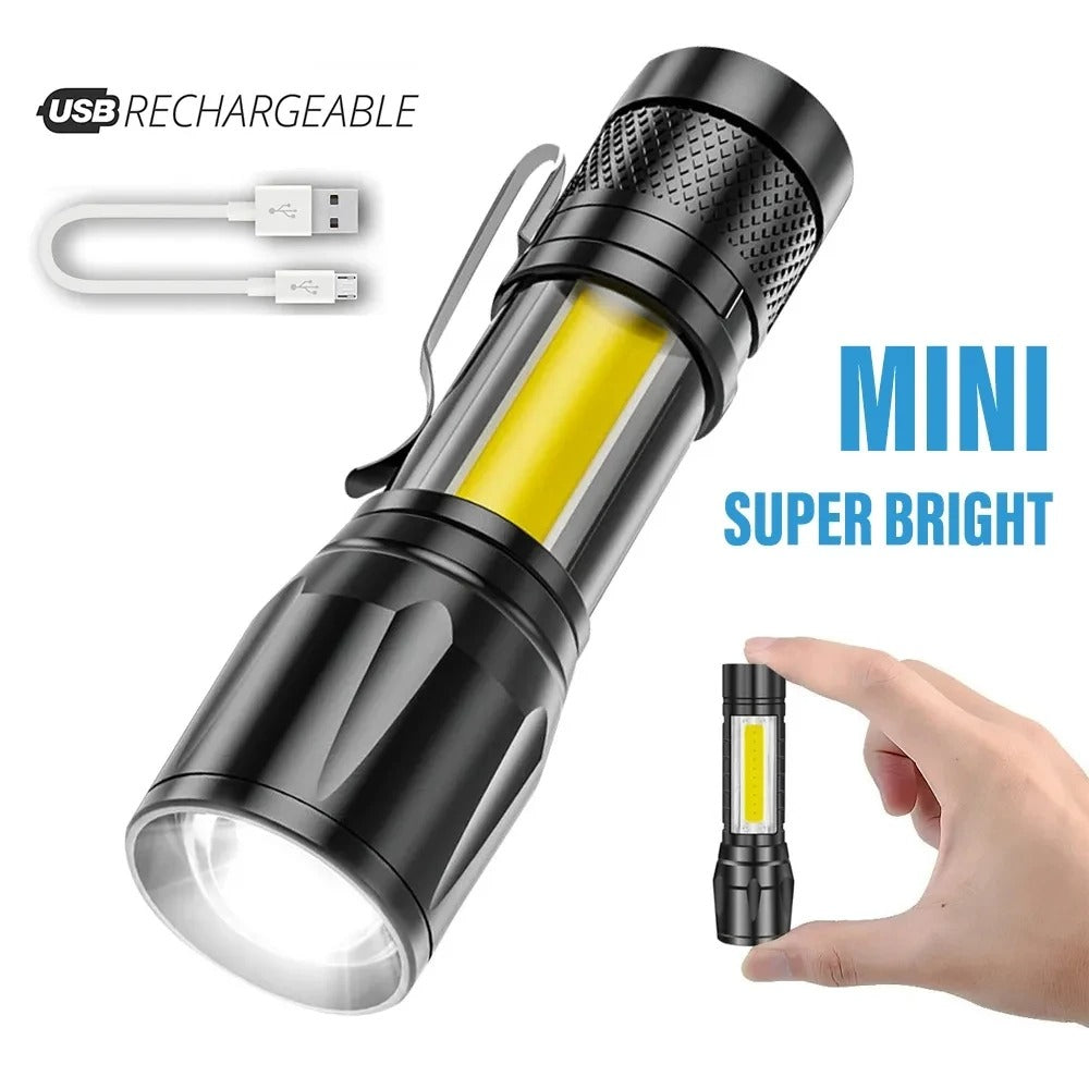 Portable USB Rechargeable Zoomable LED Flashlight – Mini Torch