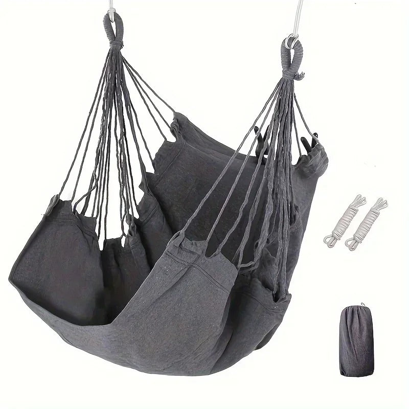 Durable Hanging Hammock Chair – Cotton Rope Boho Swing, Indoor/Outdoor