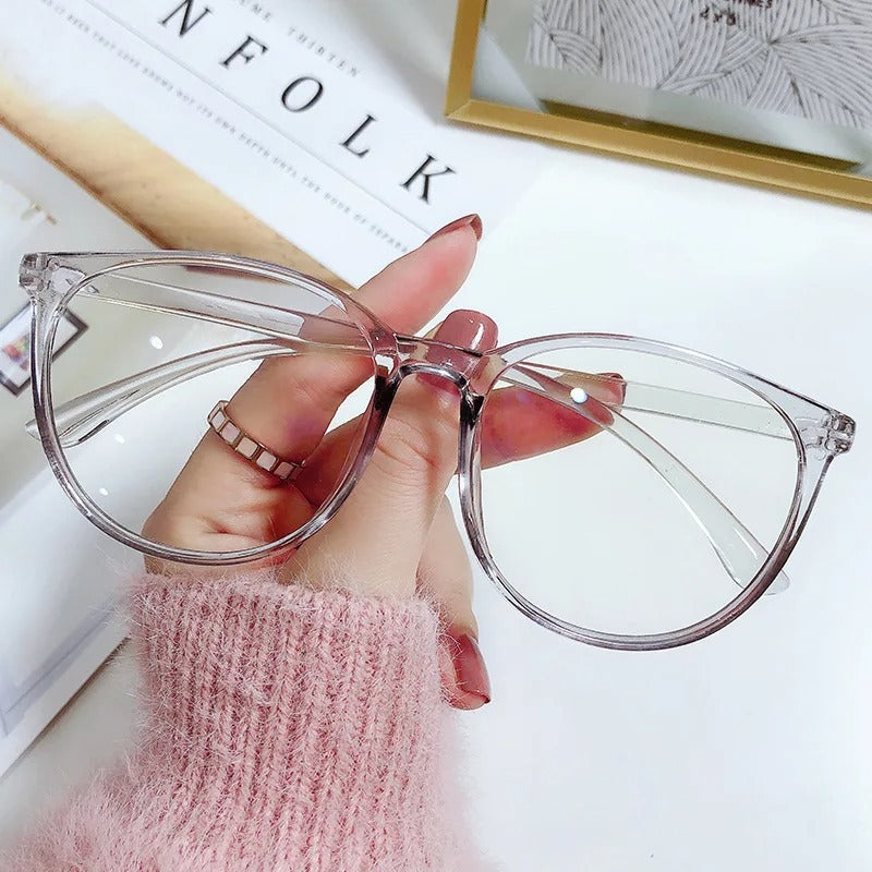 Transparent Round Anti-Blue Light Computer Glasses for Women