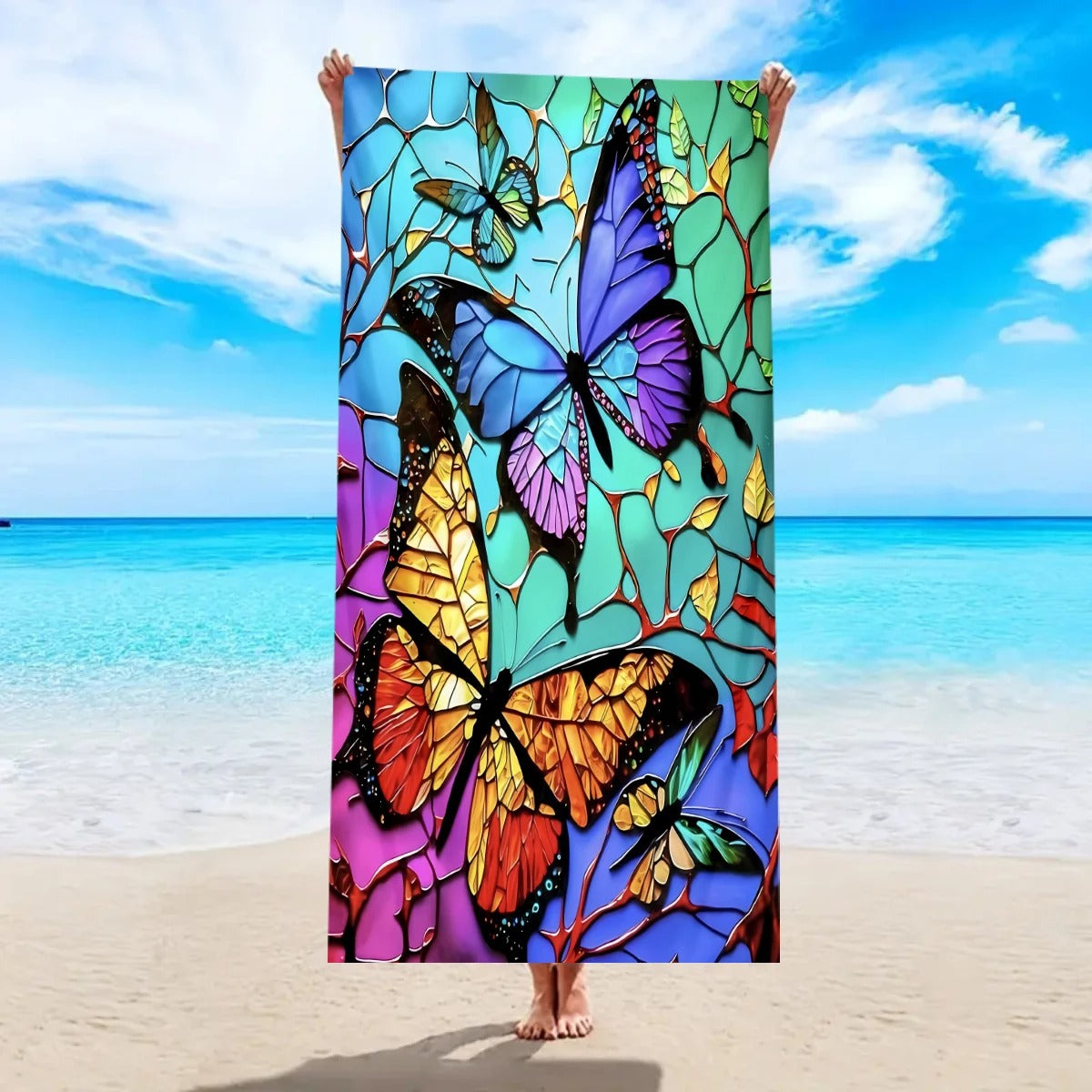 Ultra Fine Fiber Butterfly Flower Printed Beach Towel