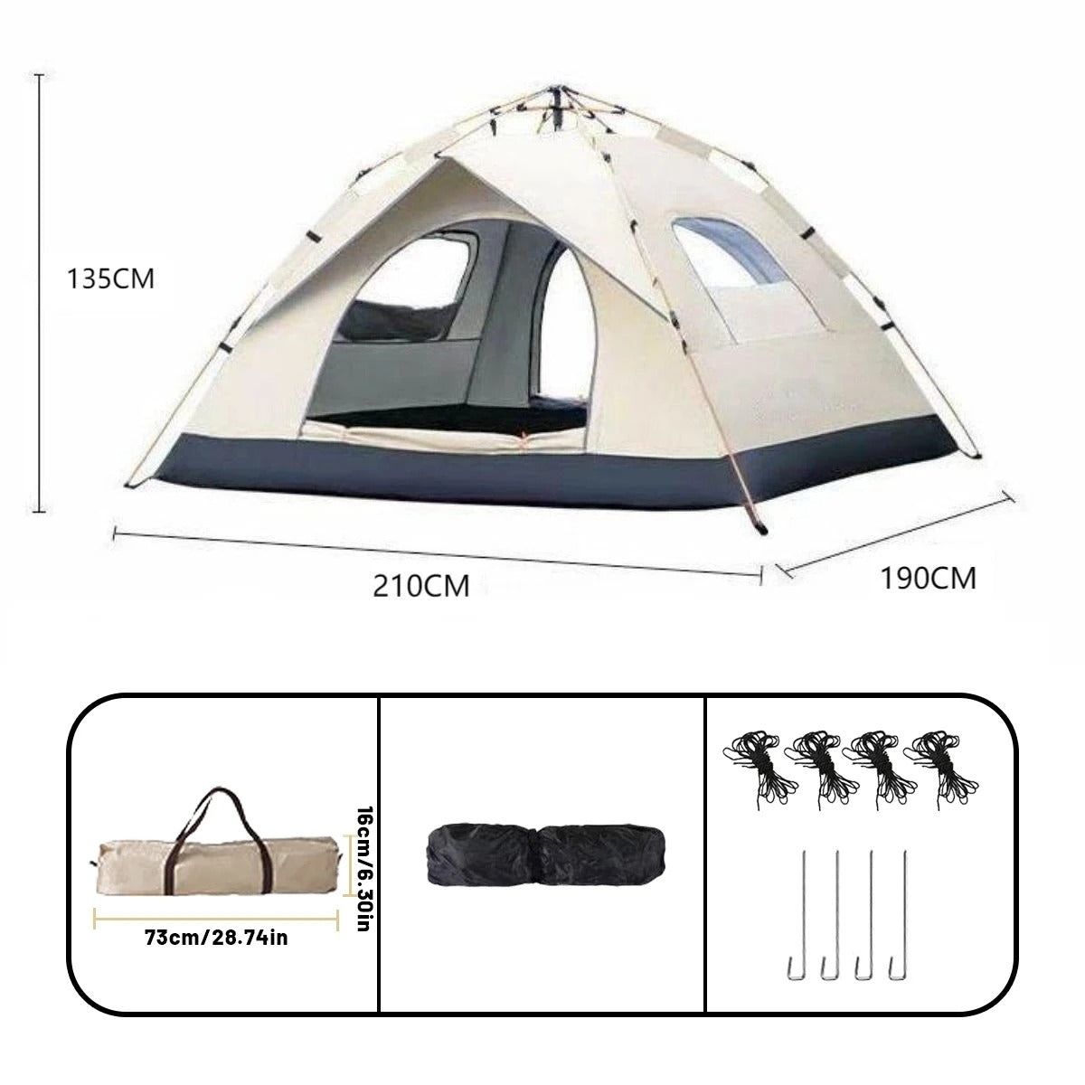Outdoor 4-Person Automatic Quick-Opening Tent