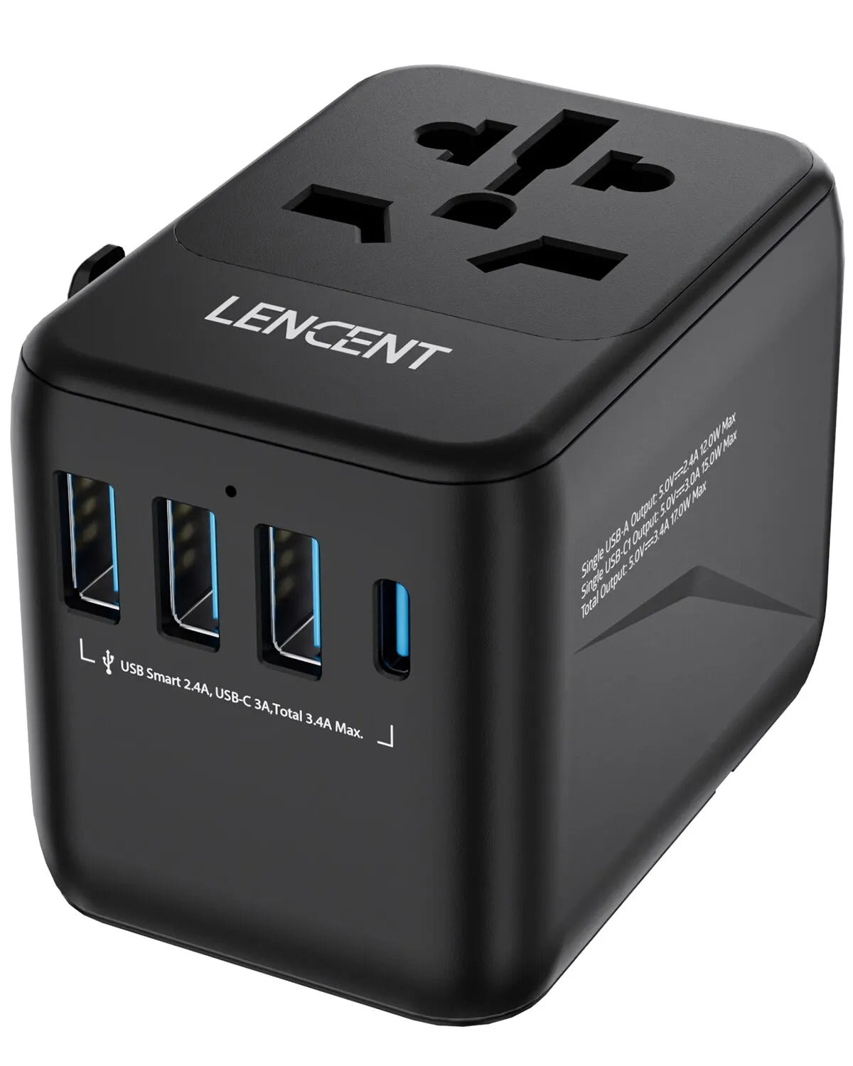 Universal Travel Adapter with USB and Type-C Charging