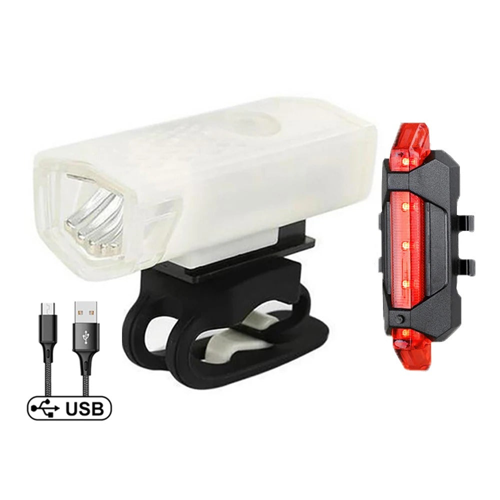 USB Rechargeable Bike Light Set – LED Headlight & Rear Taillight
