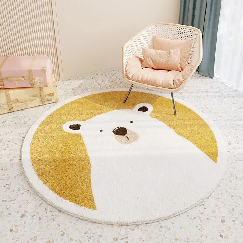 PlayNest Round Kids Rug | Soft Cartoon Carpet for Children’s Bedroom