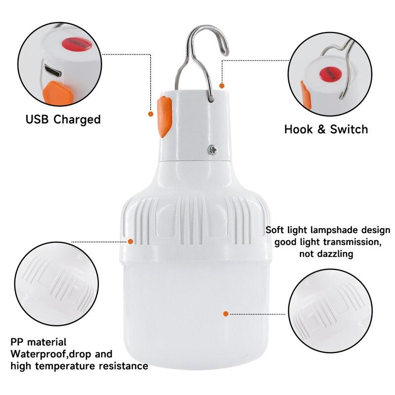 Rechargeable LED Camping Lantern with Hook & USB