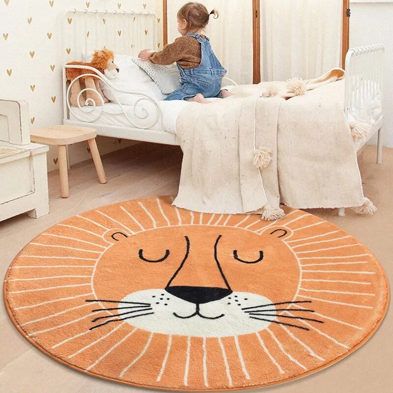 PlayNest Round Kids Rug | Soft Cartoon Carpet for Children’s Bedroom