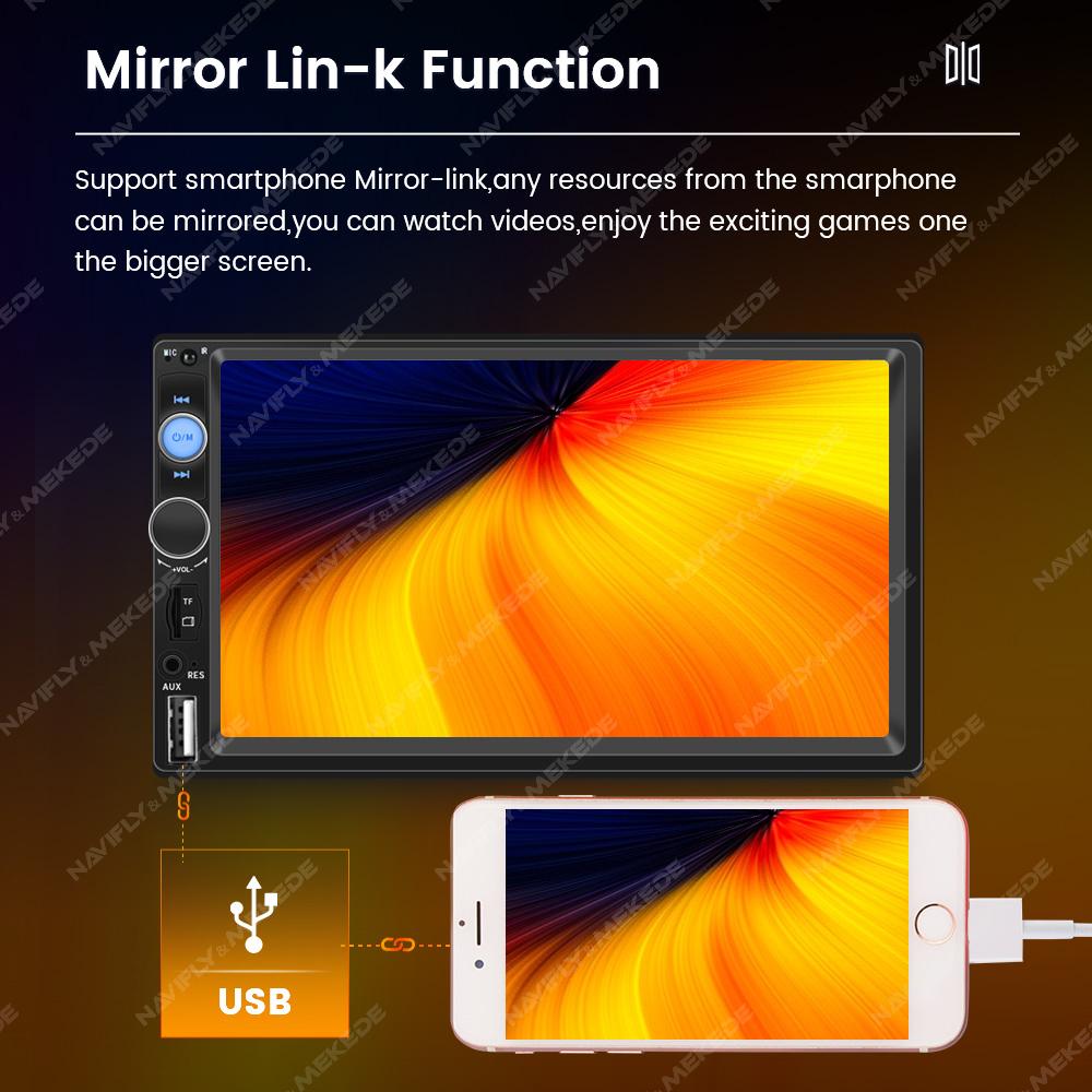 7" Touchscreen MP5 Car Stereo with Mirror Link & SWC