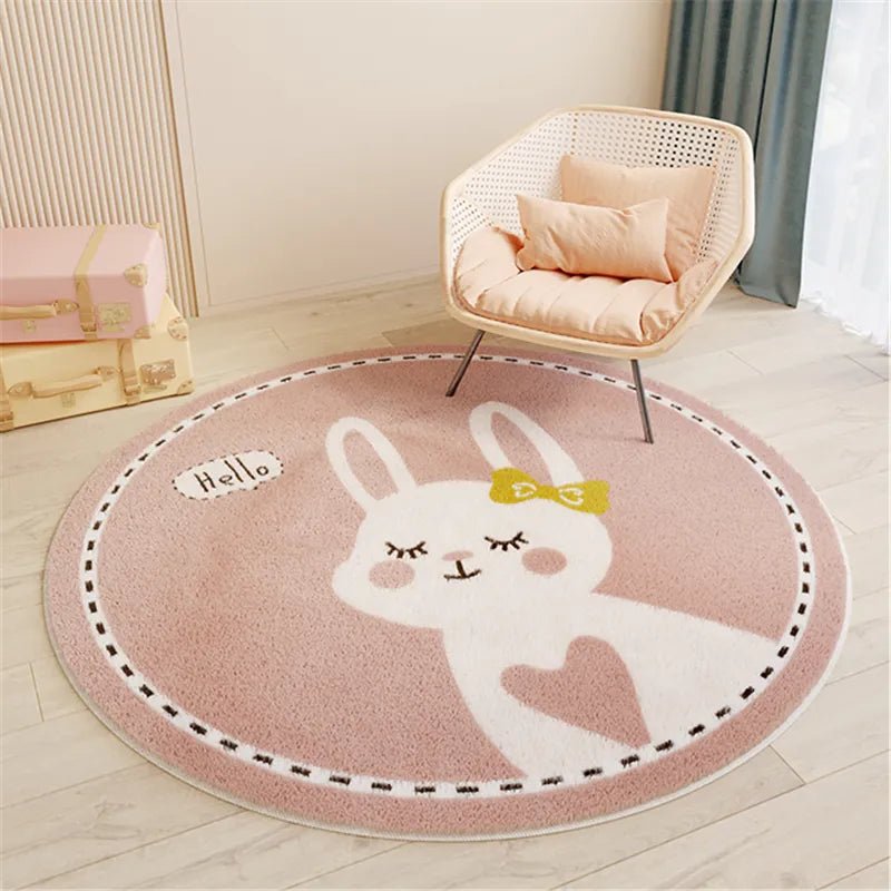 PlayNest Round Kids Rug | Soft Cartoon Carpet for Children’s Bedroom