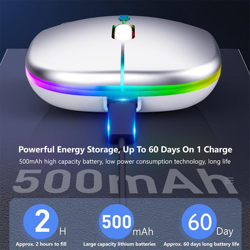 Wireless RGB Bluetooth Mouse with Silent Clicks & Rechargeable Battery