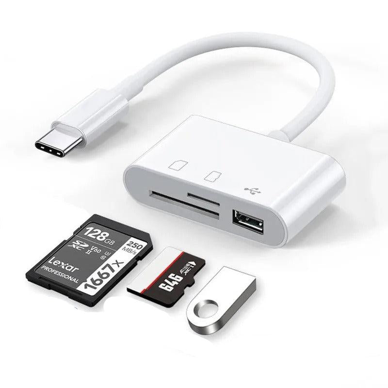3-in-1 Type-C Card Reader & USB OTG Adapter – SD/TF Memory Card Reader for Smartphones & Tablets


