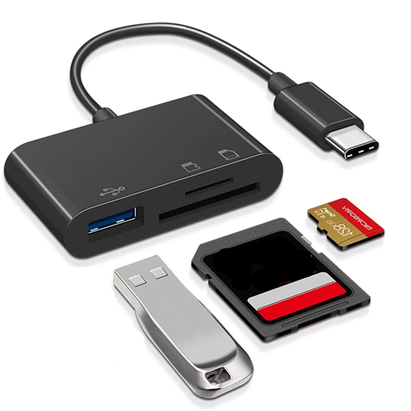 3-in-1 USB Type-C Memory Card Reader for TF, SD & CF