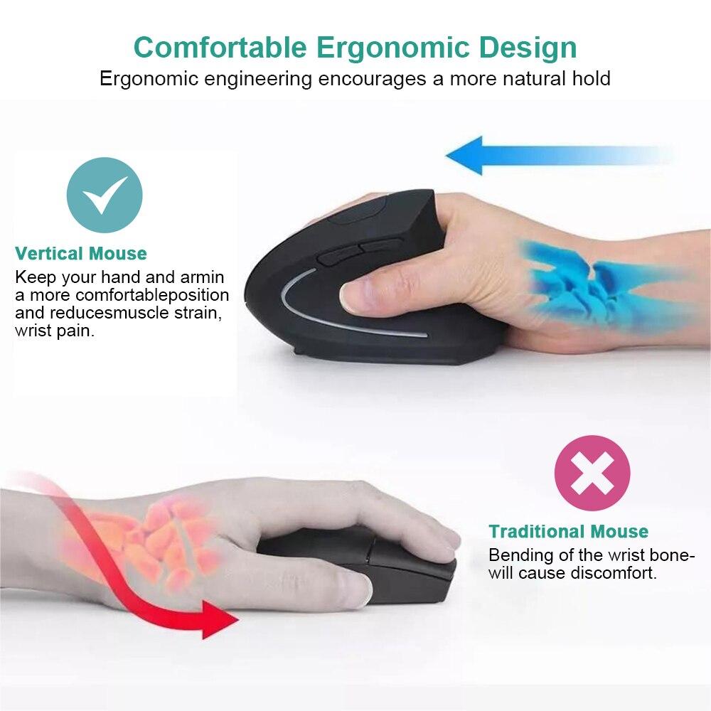 Ergonomic Wireless Vertical Mouse with Adjustable DPI Settings
