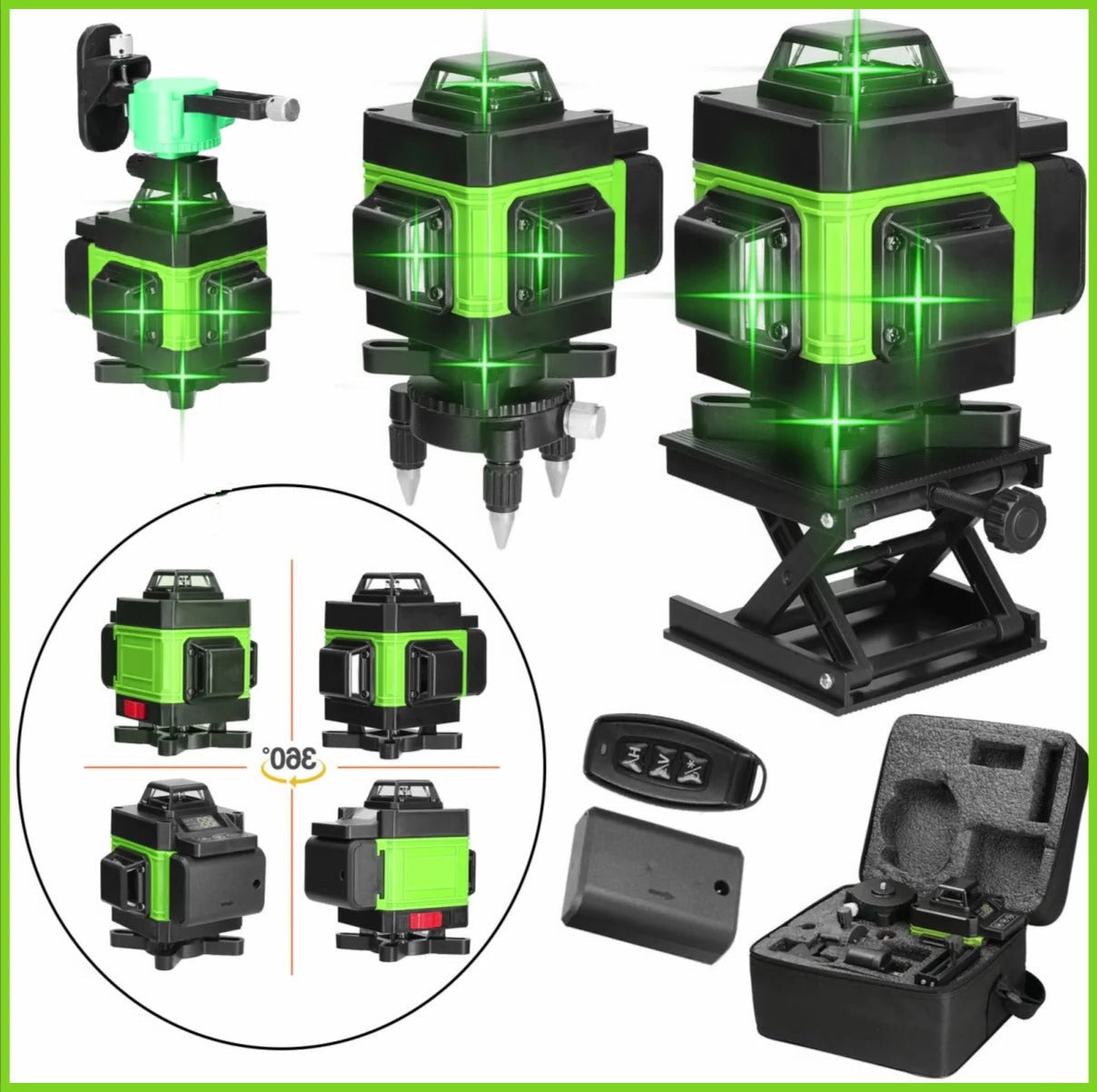 4D Green Laser Level – 12/16 Line Self-Leveling