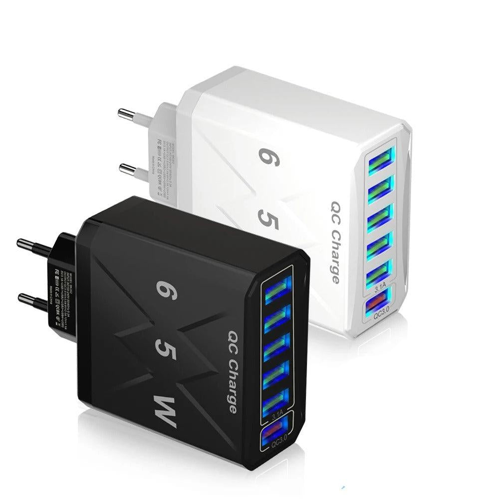 65W 6-Port USB Fast Charging Station with QC 3.0

