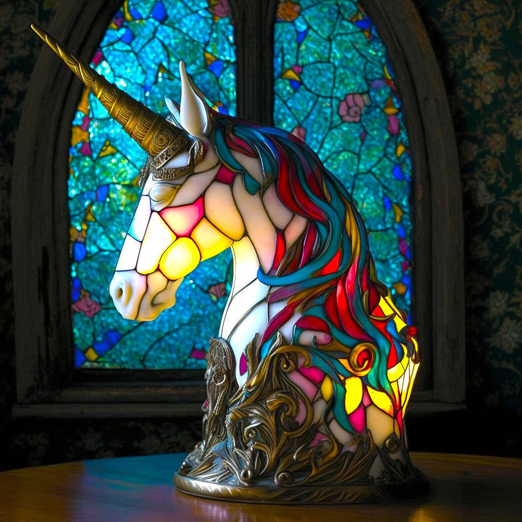 GlowFauna Stained Glass Animal Table Lamp | Decorative LED Light