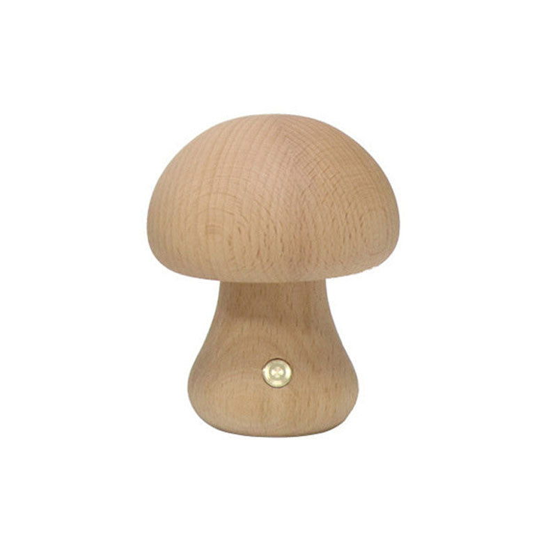 WoodMush Glow Table Lamp | Vintage Wooden Mushroom LED Light