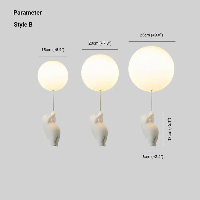SkyBear Kids Ceiling Lamp | Bear & Balloon LED Pendant Light