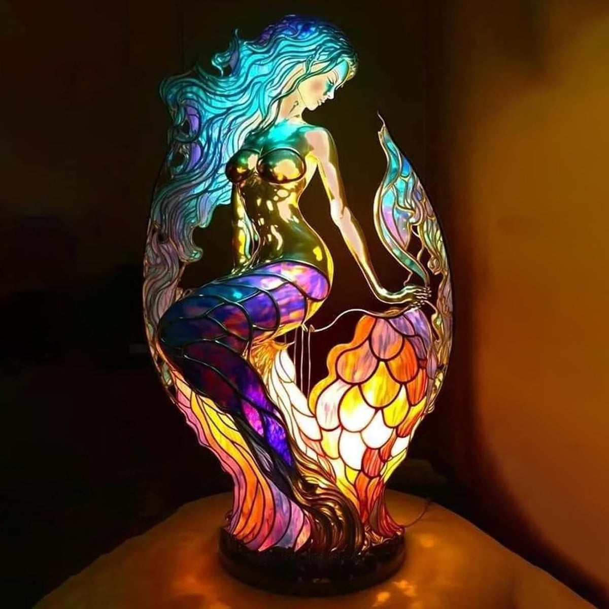 GlowFauna Stained Glass Animal Table Lamp | Decorative LED Light