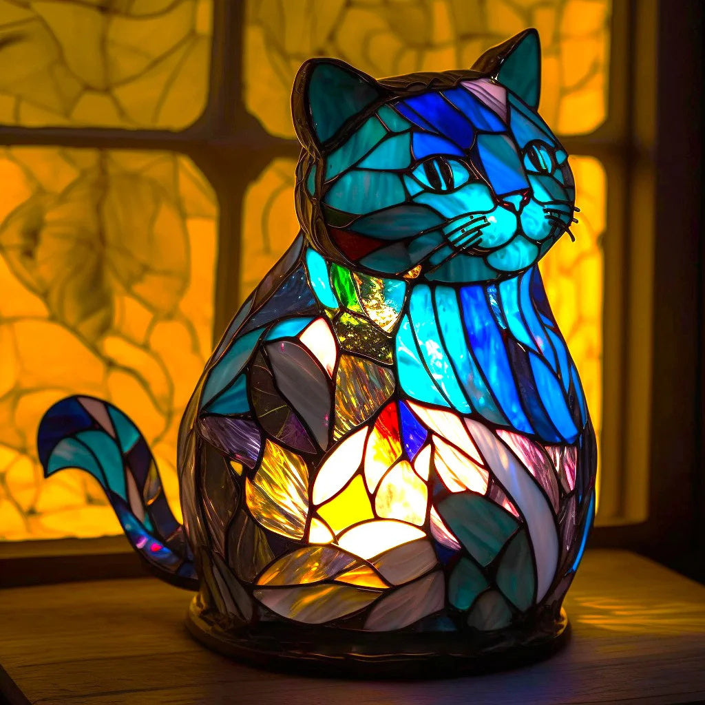GlowFauna Stained Glass Animal Table Lamp | Decorative LED Light