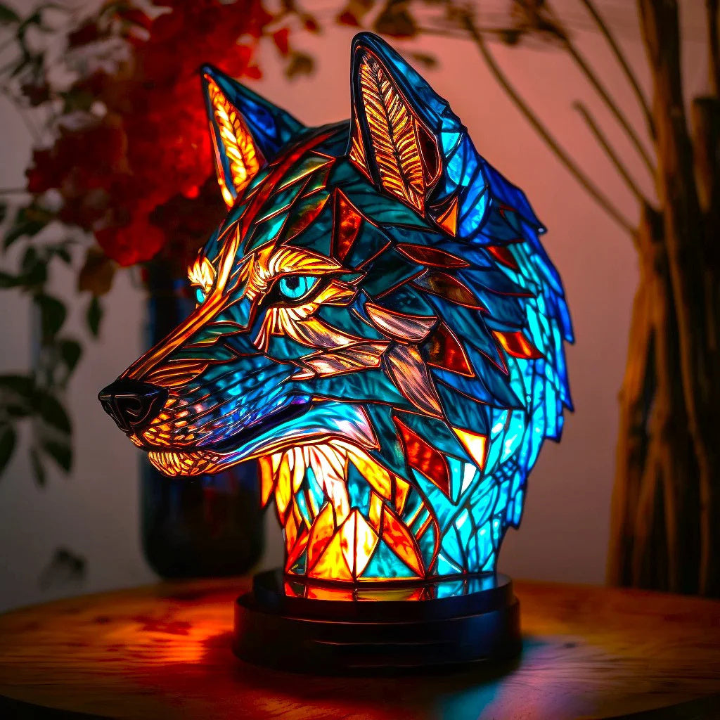 GlowFauna Stained Glass Animal Table Lamp | Decorative LED Light