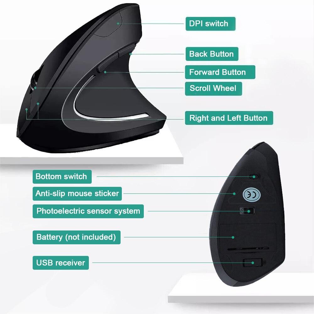 Ergonomic Wireless Vertical Mouse with Adjustable DPI Settings