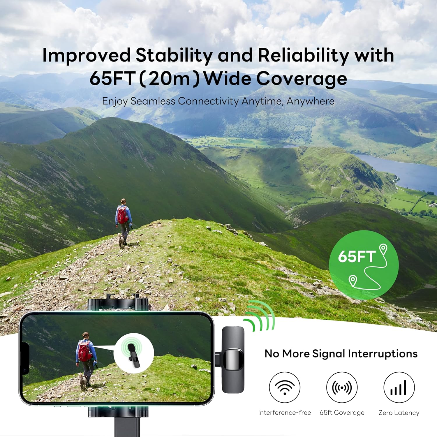 Wireless Mini Lavalier Mic for iPhone & Android