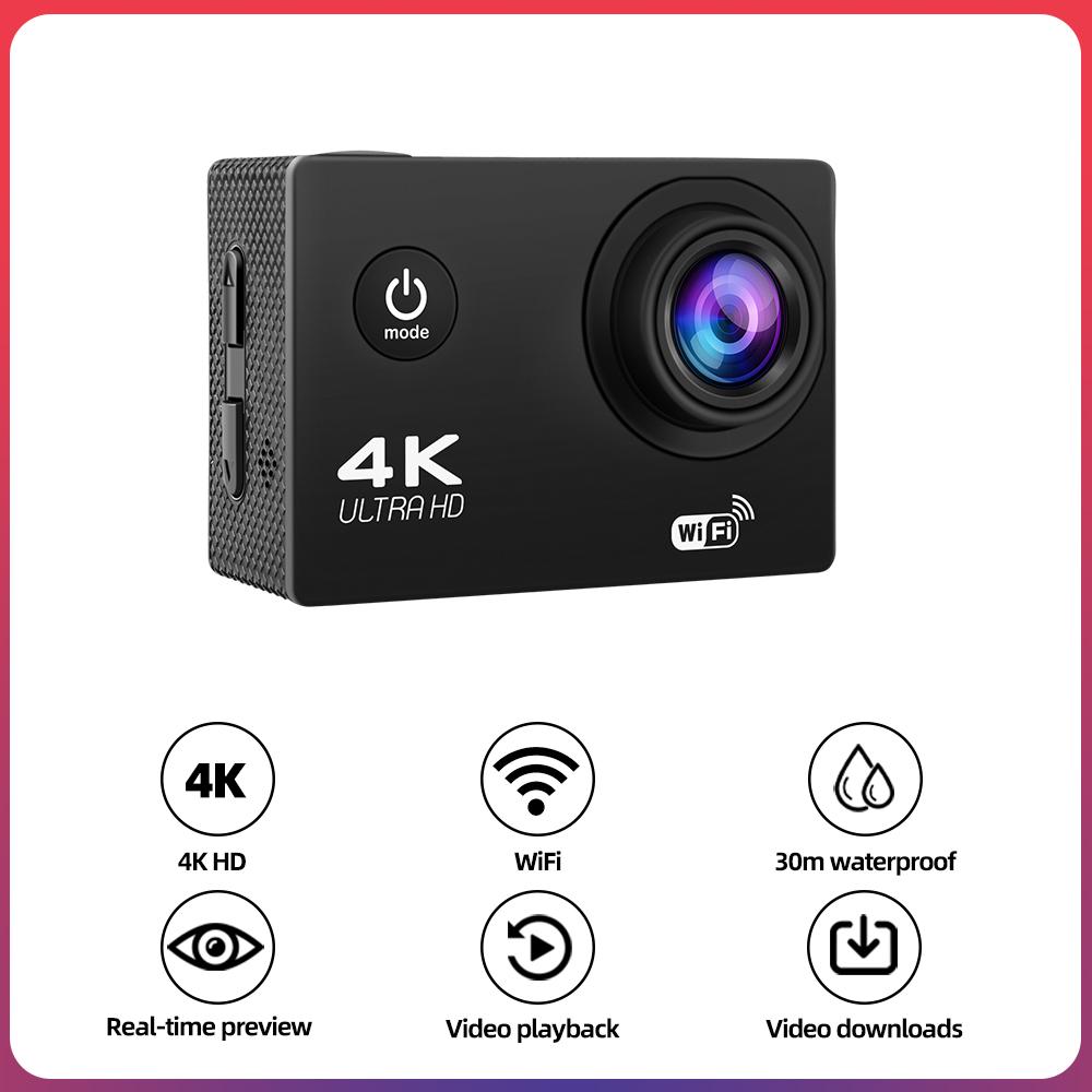 4K Waterproof Action Camera with WiFi & Helmet Mount