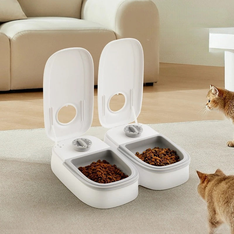 Automatic Pet Feeder with Dual Bowls – Timed Food Dispenser
