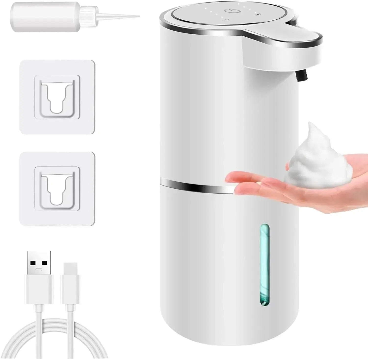 Automatic Touchless Foaming Soap Dispenser – 380ml USB Rechargeable, 4-Level Adjustable Foam Settings

