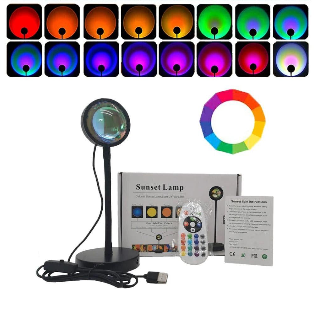 Bluetooth Sunset Projector Lamp – Rainbow Ambient Night Light

