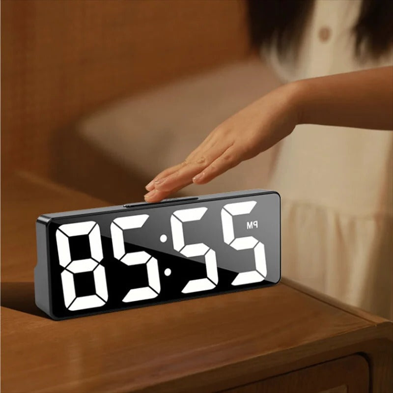 Digital LED Alarm Clock with Temperature Display