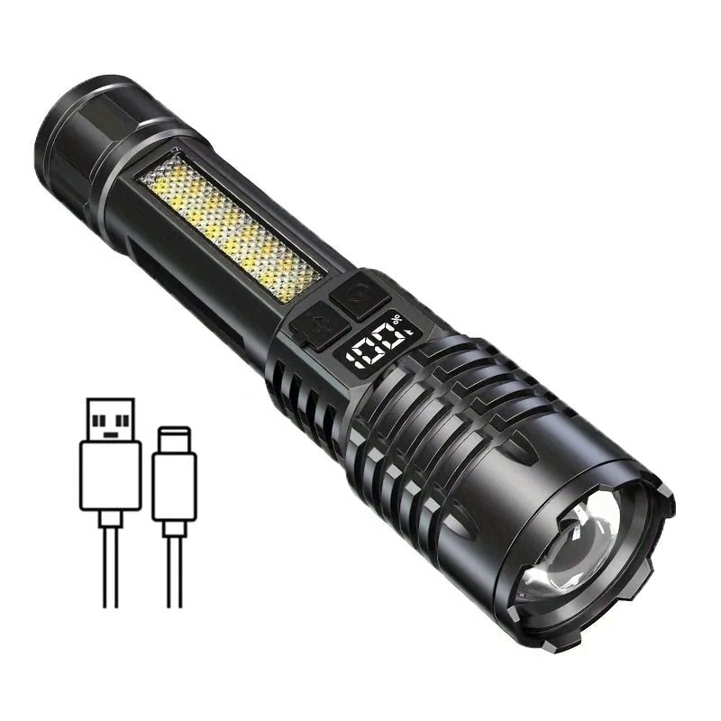 High Power USB Rechargeable LED Flashlight with Side Light