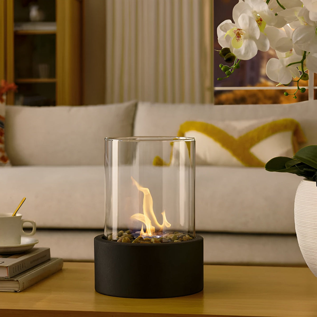 FlameVista Tabletop Ethanol Fireplace | Modern Indoor & Outdoor Mini Fire Pit
