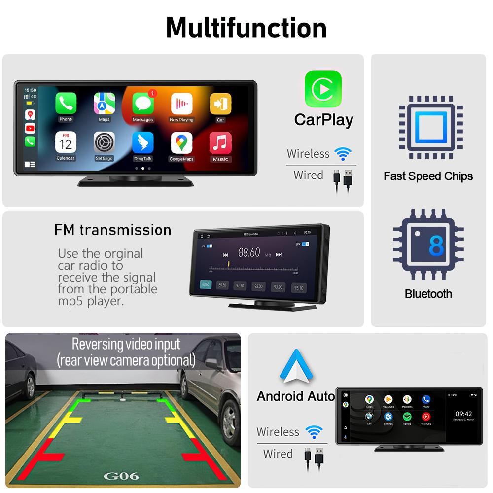 10.26" Car Multimedia Screen with CarPlay & Bluetooth