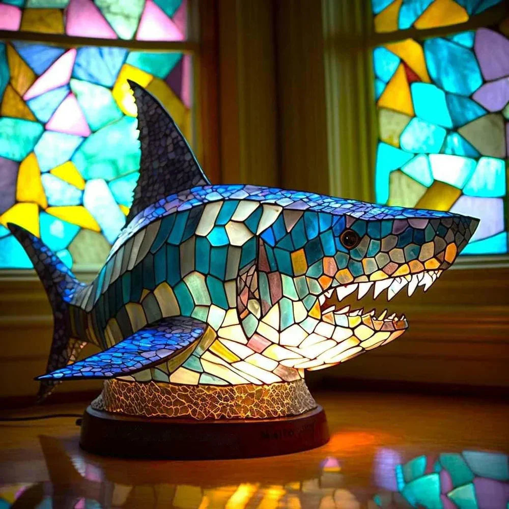 LumiFauna Stained Glass Animal Table Lamp