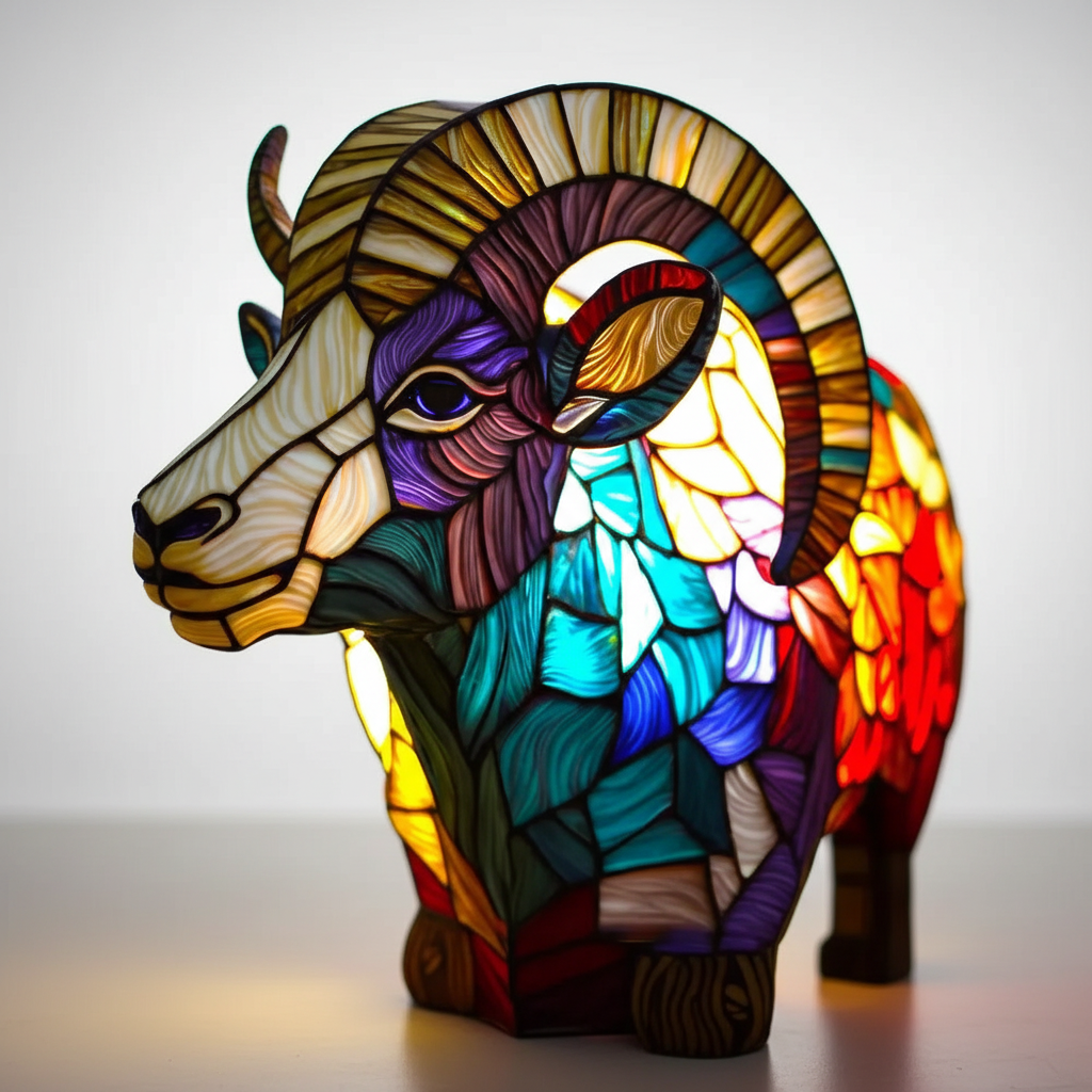 LumiFauna Stained Glass Animal Table Lamp