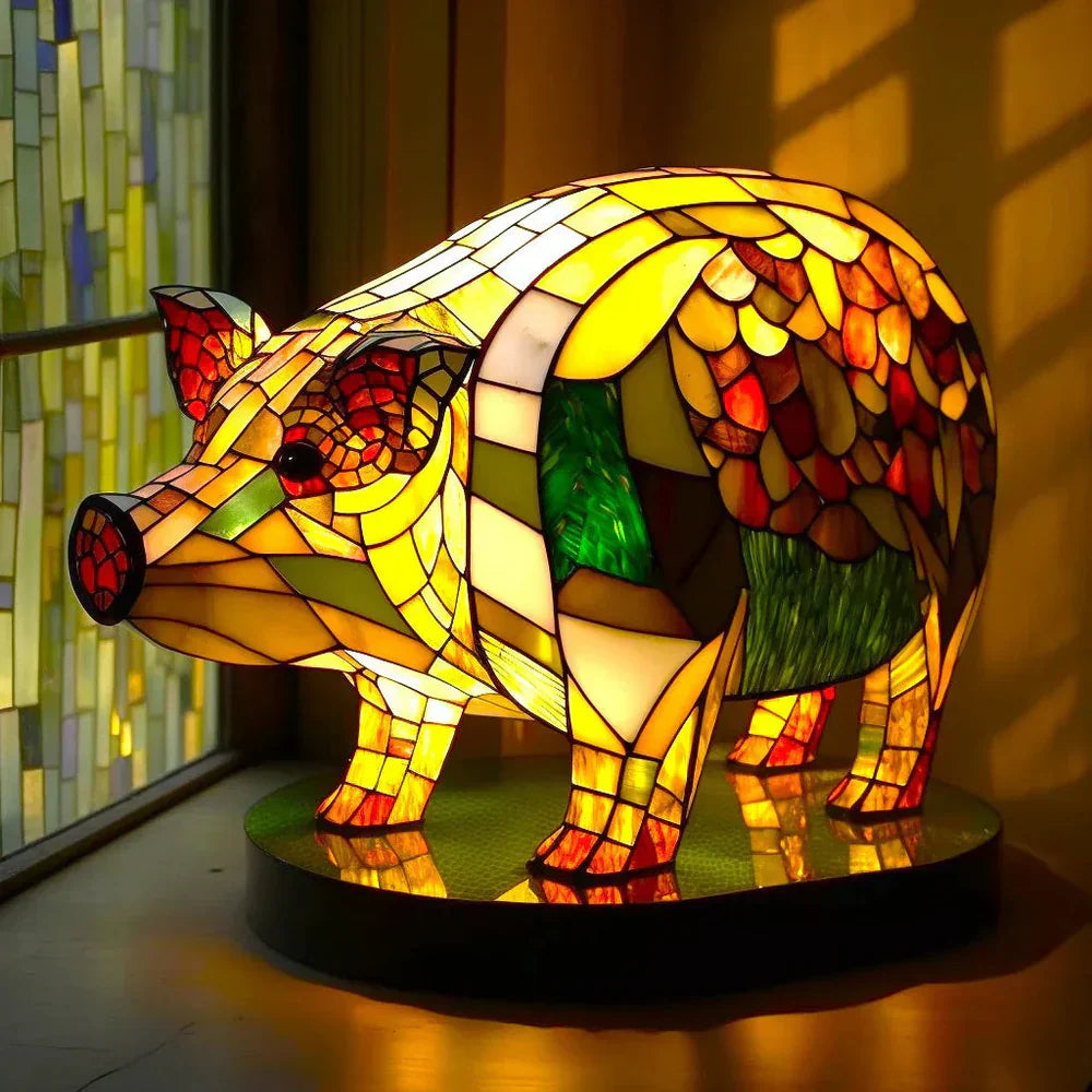 LumiFauna Stained Glass Animal Table Lamp