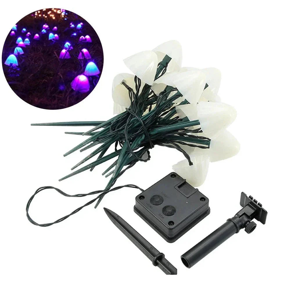MushGlow Solar Mushroom String Lights | Waterproof LED Garden Decor Lights