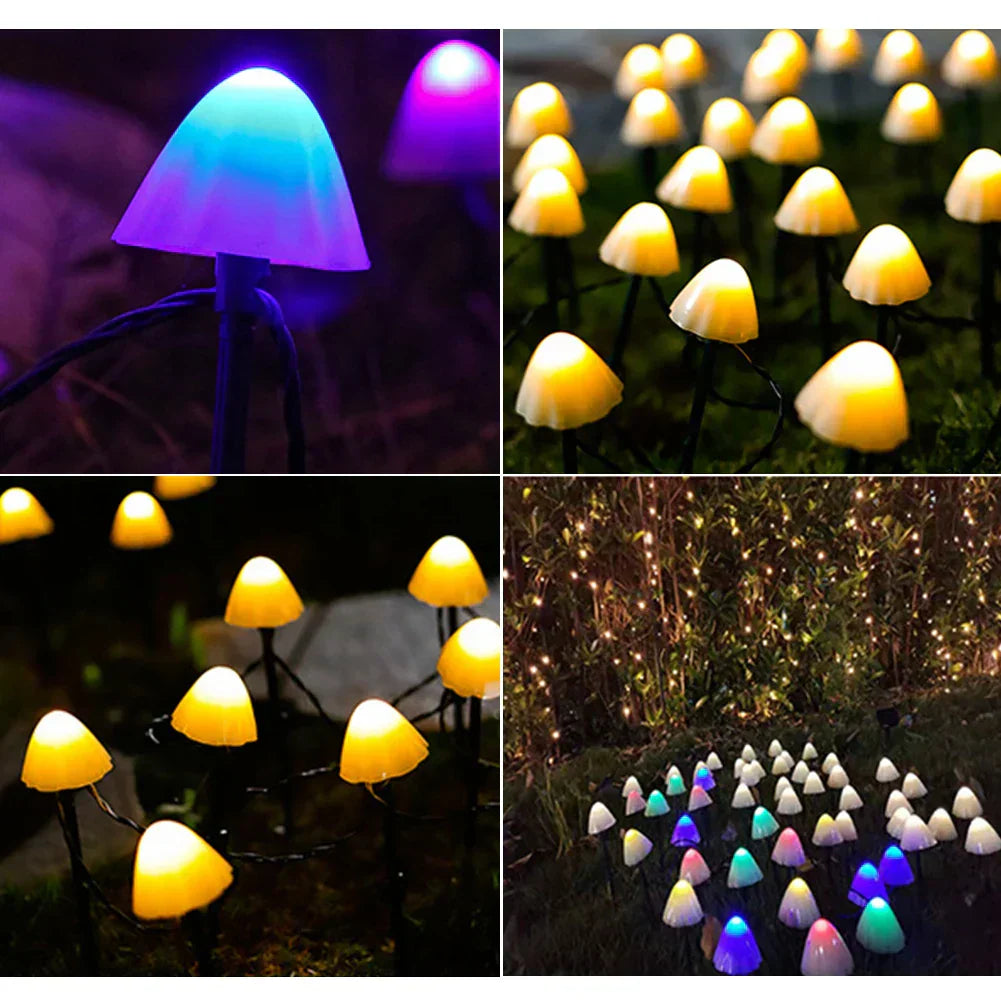 MushGlow Solar Mushroom String Lights | Waterproof LED Garden Decor Lights