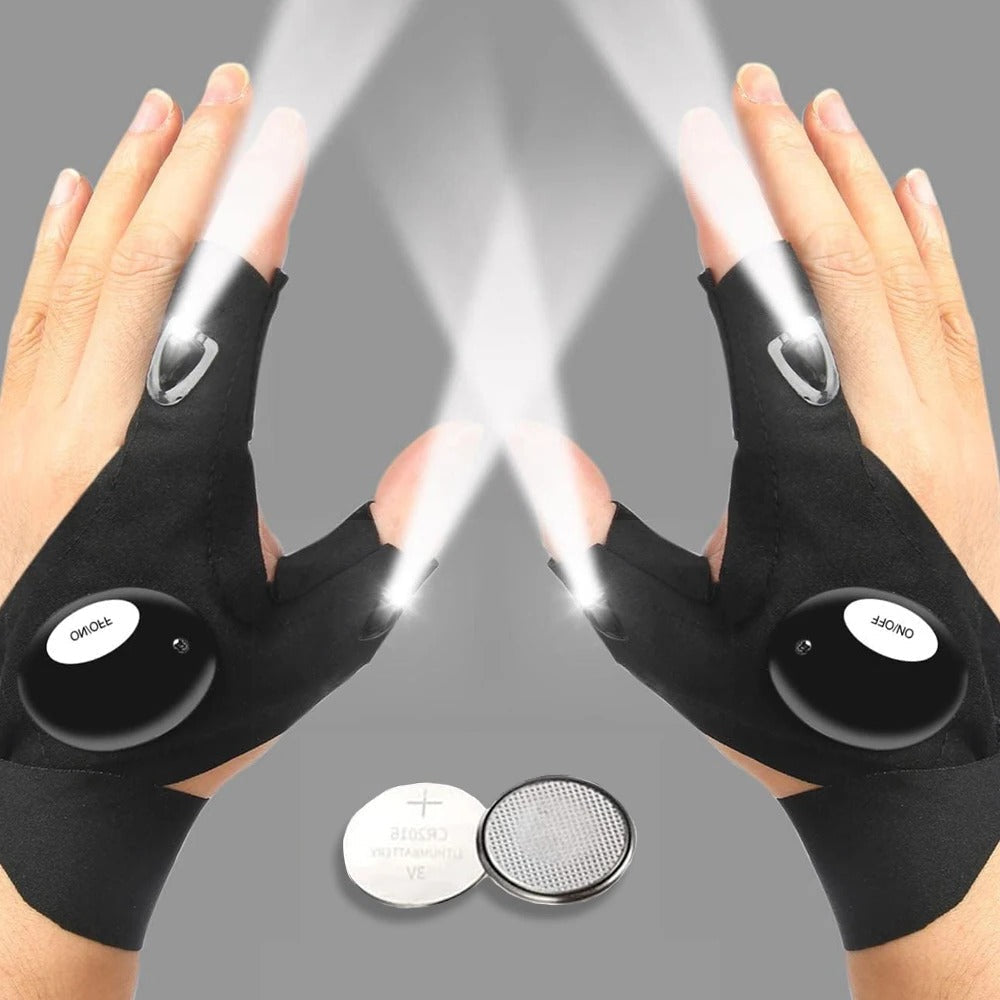 LED Half Finger Flashlight Glove – Waterproof Hands-Free Light