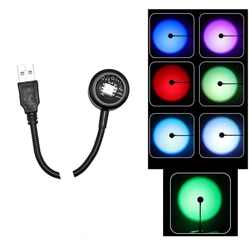 LED USB Sunset Lamp Projector – Portable Ambient Mood Night Light

